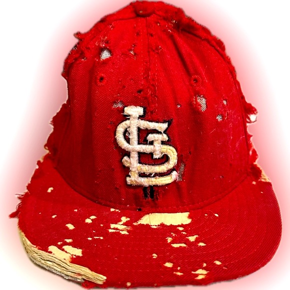 VTG TATTERED ST LOUIS CARDINAL HAT 6 7/8 ZOMBIE HALLOWEEN COSTUME MLB BASEBALL - Picture 3 of 11